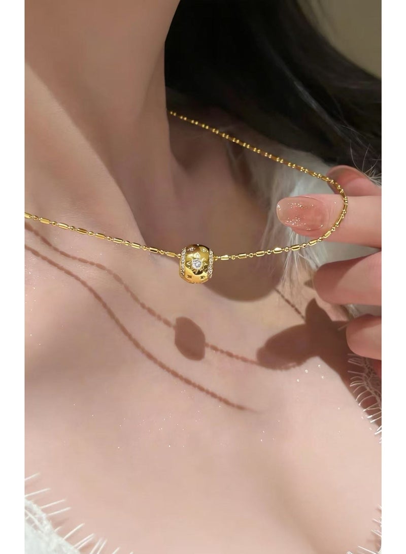 قلادة قلادة دائرة أنيقة للنساء - سحر الكريستال الأرجواني على سلسلة مطلية بالذهب القابلة للتعديل (45-50 سم) ، هدية عيد ميلاد مثالية ، هدية ذكرى ذكرى لها - Image 2